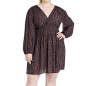 NWT Universal Thread Black and Brown print long balloon sleeve dress - 3X